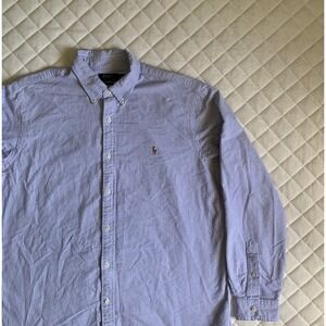 Y2K VTG Polo Ralph‎ Lauren Mens Size 2XL Flesh Pony Shirt Pin Stripe Button Down